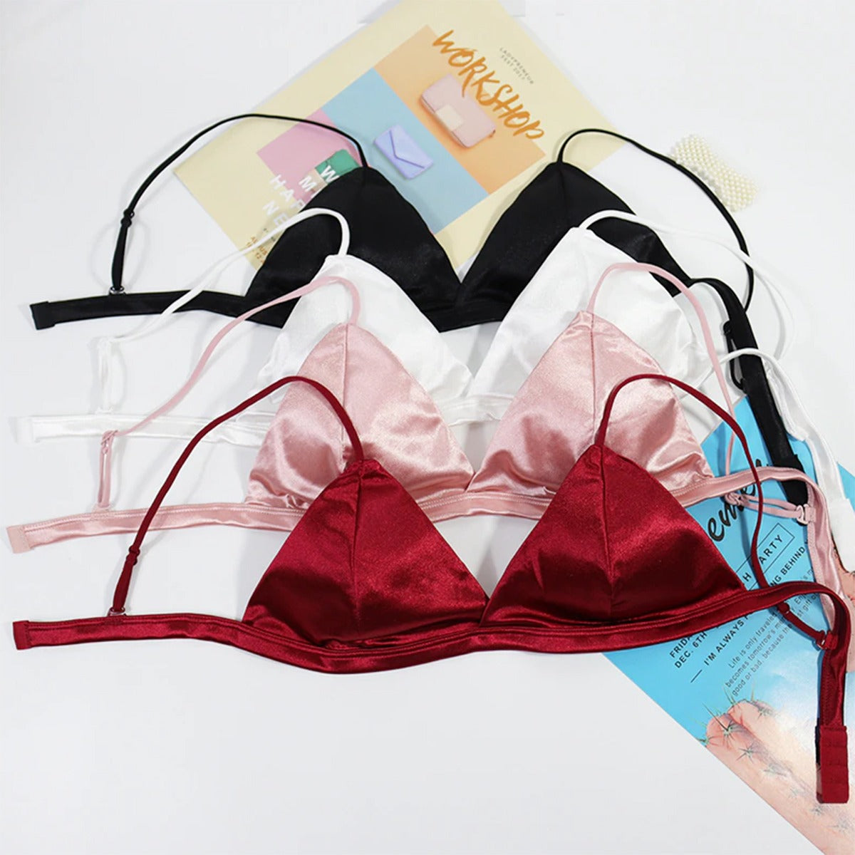 Pack Of 2 New Soft & Pure Silk Triangle Cup One Hook Padded Bra