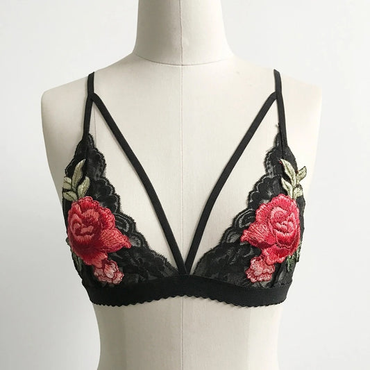 Shezaib Lace Embroidered with Floral Appliqués See Through Non Padded Bra