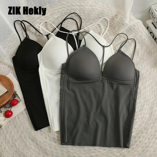 Womens Camisoles Built In Bra Bra Top Elastic Cotton Tube Camis Tank Tops  Boat Neck Sleeveless Sexy Casual Female 210325 From Kong00, $11.99