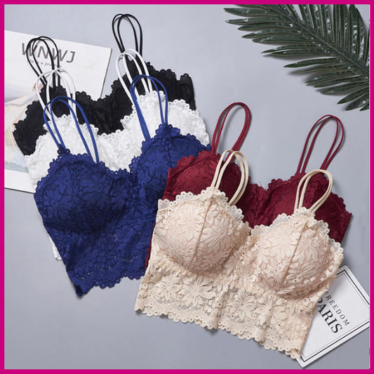 Lace V Neck Crochet Bralette Crop Tops Bra-621