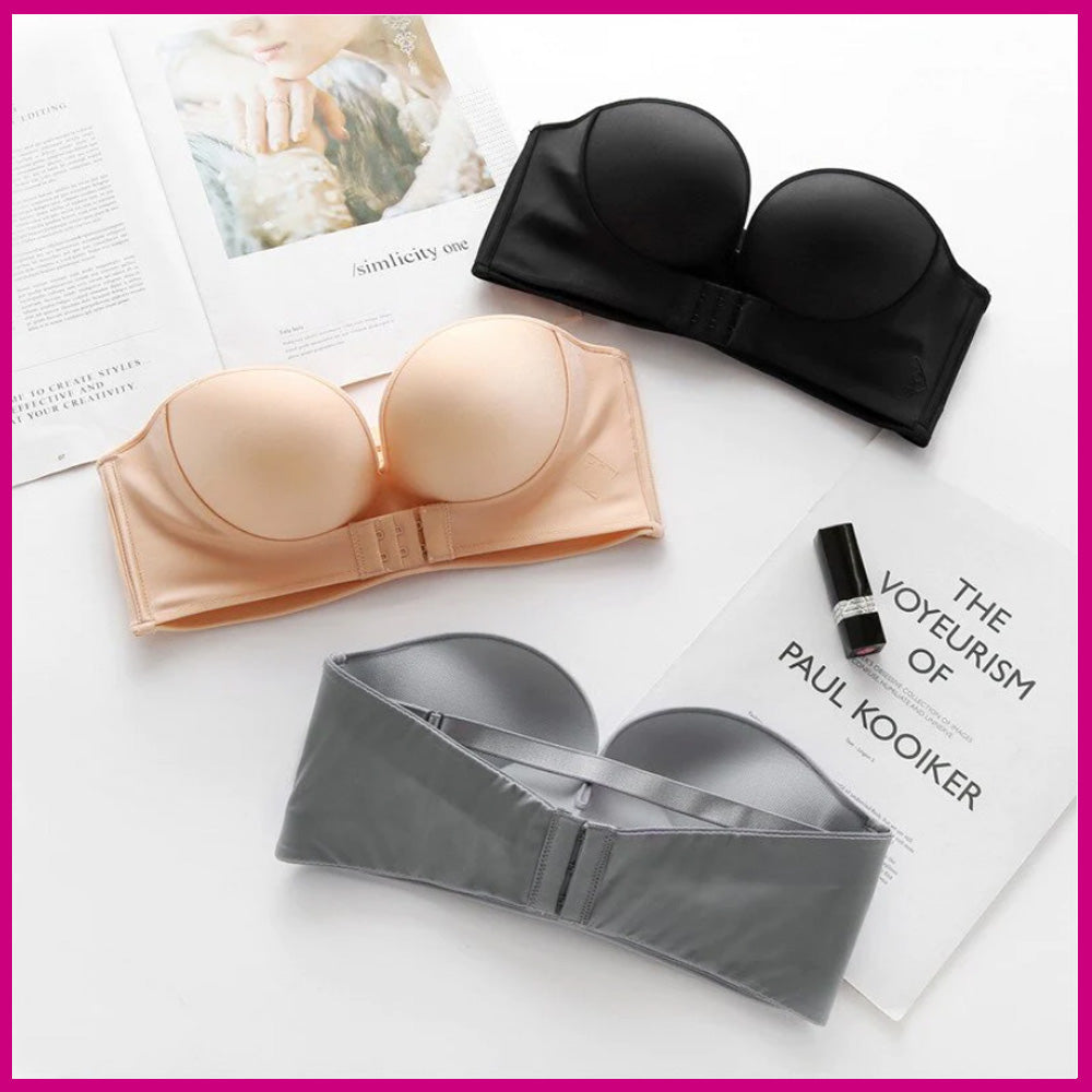 Pack Of 2 Front Buckle Breathable push up Padded  Strapless Bra 677