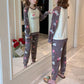 Shezaib New Winter Korean Flannel Women Pajamas Set O-Neck Velvet Warm Pajama Set
