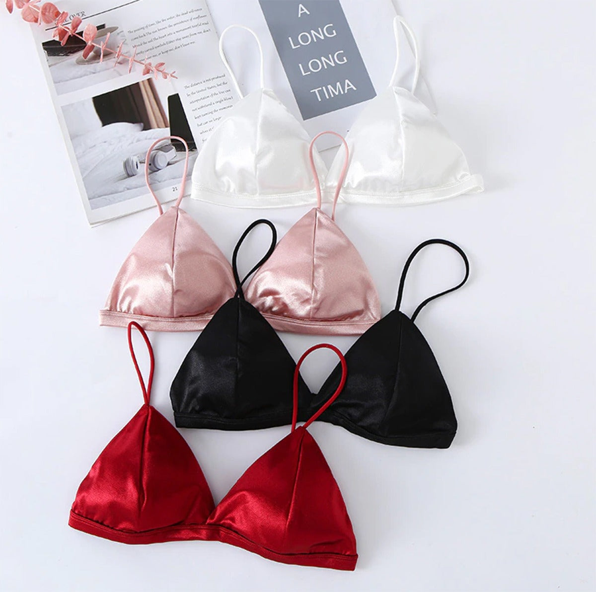 Pack Of 2 New Soft & Pure Silk Triangle Cup One Hook Padded Bra 051 –  Shezaib