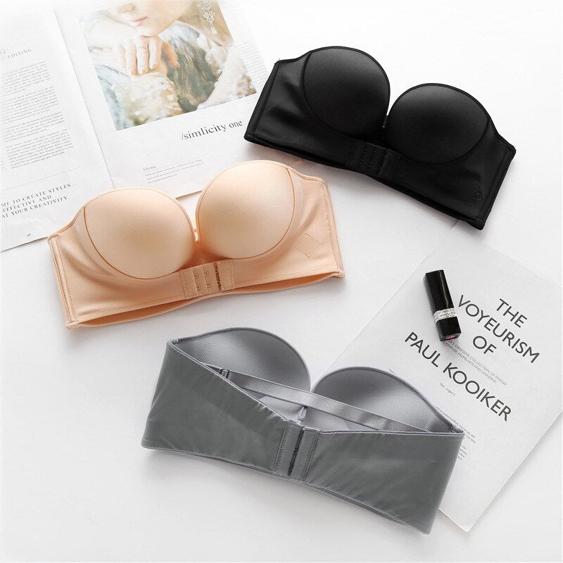 Pack Of 2 Front Buckle Breathable push up Padded Strapless Bra 677 – Shezaib