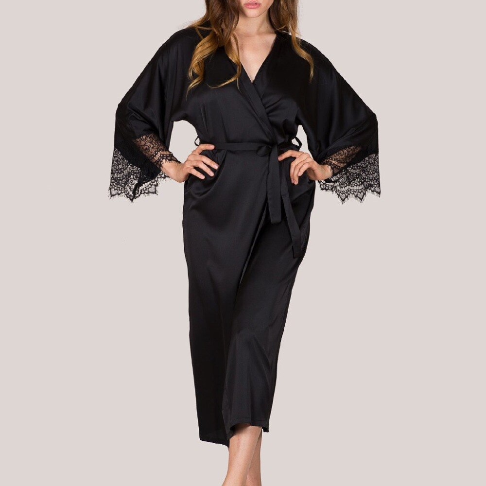 Faux Silk Nightdress Robe Femme Mini Bath Kimono Casual Sleepwear Silky Nightdress Women 0702
