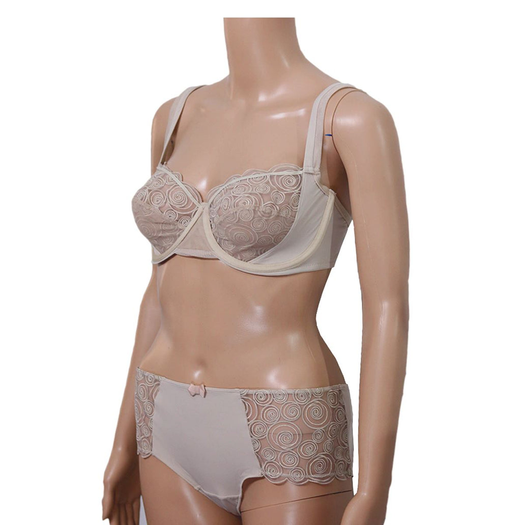 Leonisa Lace Non-Padded Wired & Demi Coverage Bra Panty Set