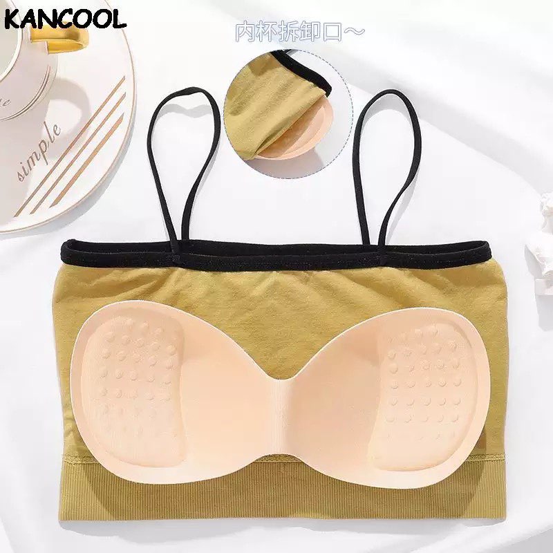 New Contrast Wrap Top Bottom Padded Sport Bra For Women And Girls