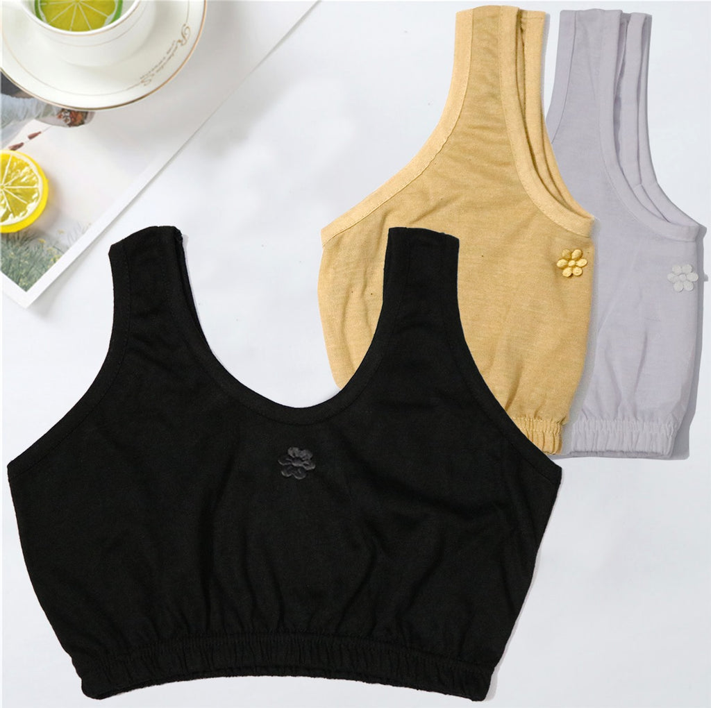 Pack of 2 Mix Cotton School Girls Camisole Bra
