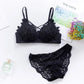 Cute Lace Flower Embroided High Quality Back Closure Adjustable Straps Bra & Panty Set