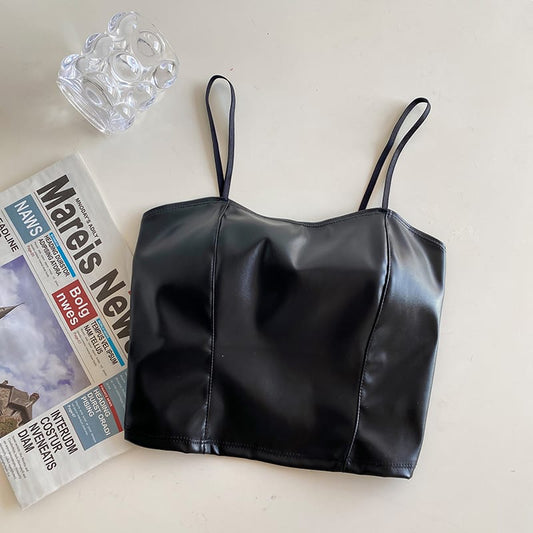 Shezaib Trendy Stretchable Sweat Absorbing Leather Crop Top 222