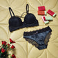 High Quality Double Push Up Wired Cute Embroidered Adjustable Straps Sexy Bra & Panty Set T171