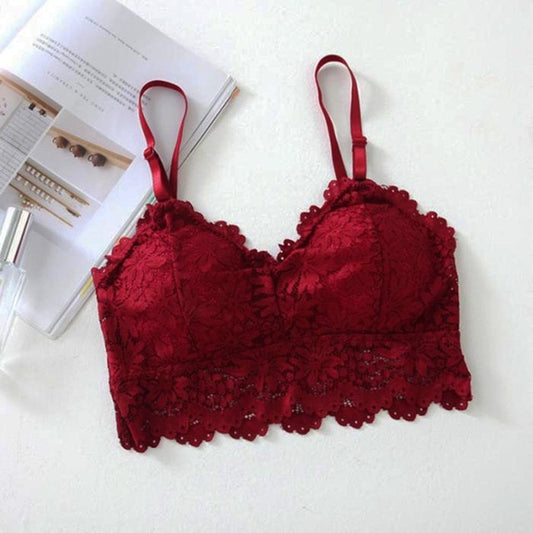 Shezaib Pack Of 2 Lace V Neck Crochet Bralette Crop Tops Bra-343