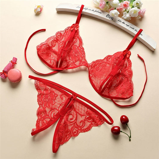 Buy 1 Get 1 Free Shezaib Non-Padded Lace See Through Stylish Open Bikini