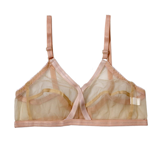 1 pcs  Non-Padded & Non-Wired Cotton Full Cover Full Net Transparent Bra