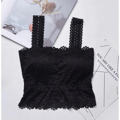 Padded Lace Embroidery Crop Top Bra-423