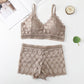 Female Wireless Embroidered Push Up Bra With Thin Soft Underwear Set A836