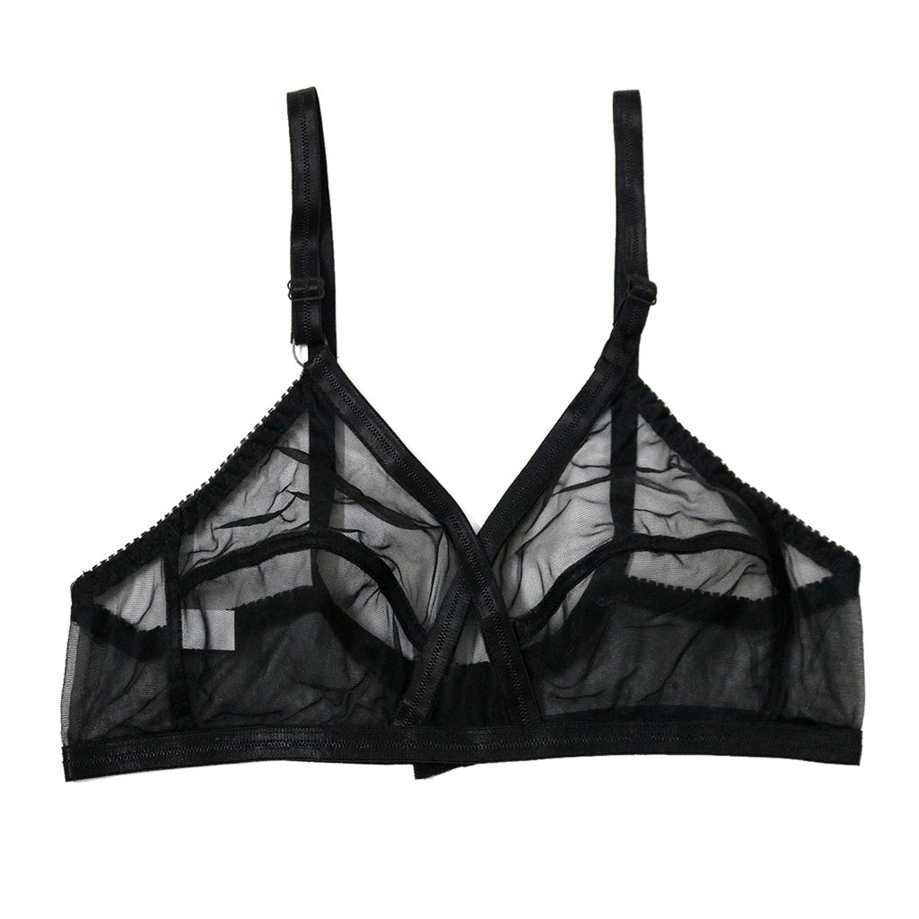Shezaib full net transparent bra in black color