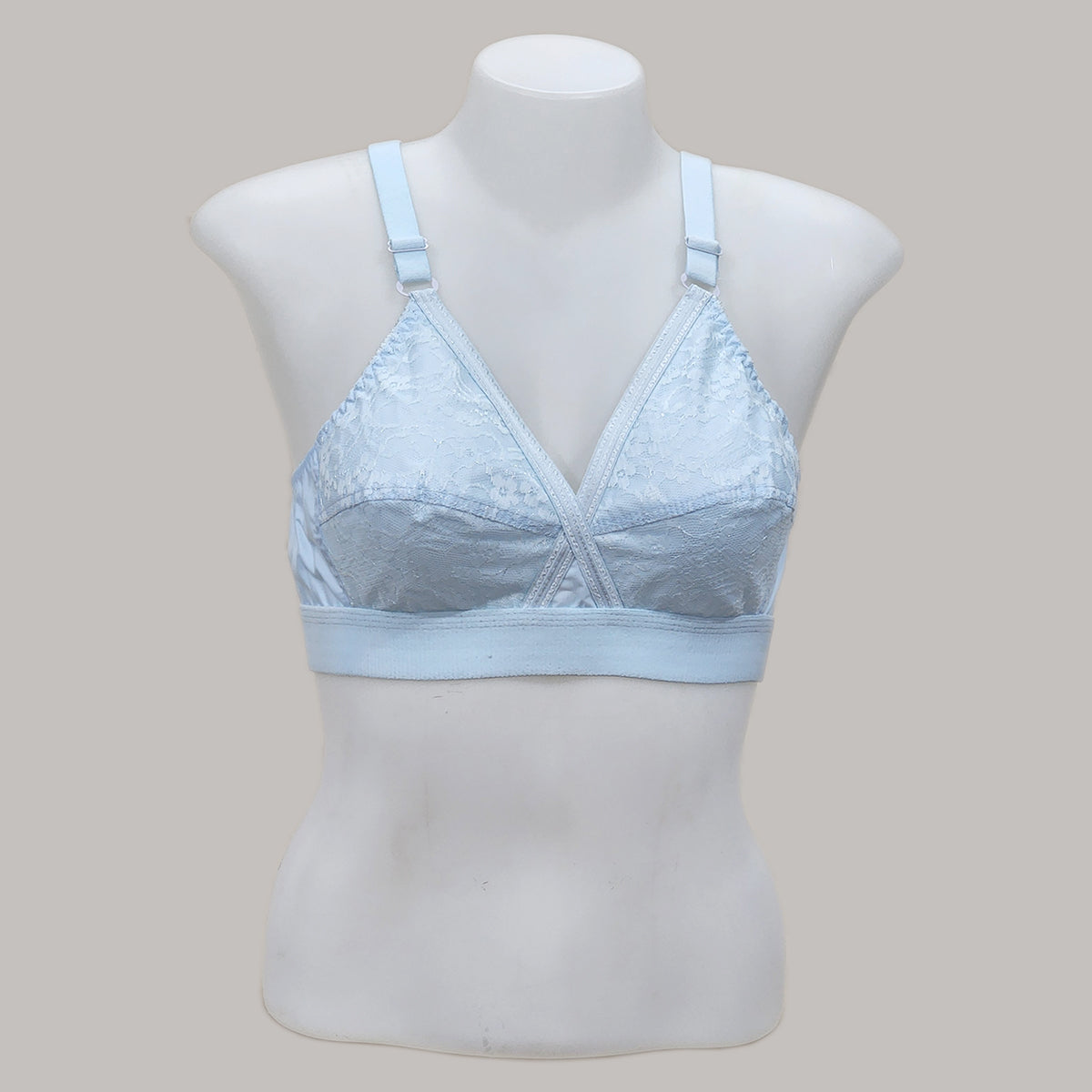 Shezaib cross design cotton bra in blue color