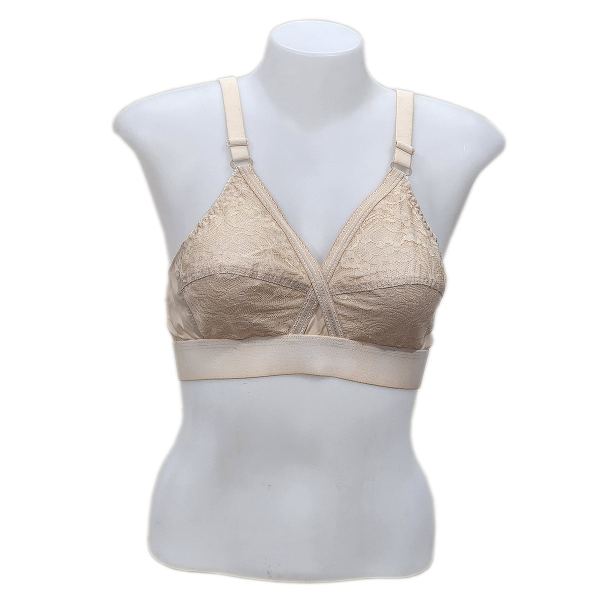 Shezaib cross design cotton bra in skin color