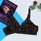 Shezaib cotton hosiery printed bra in black color
