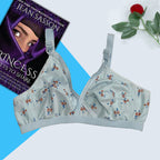 Shezaib cotton hosiery printed bra in blue color