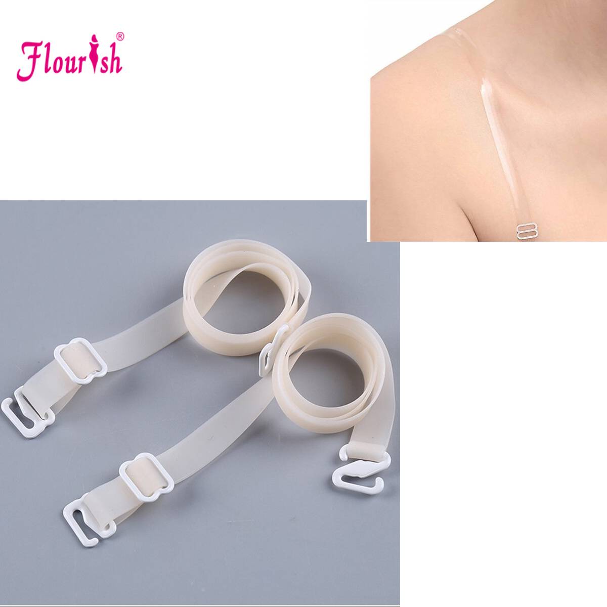 3 Pairs Silicone Adjustable Clear Invisible Transparent Bra Straps