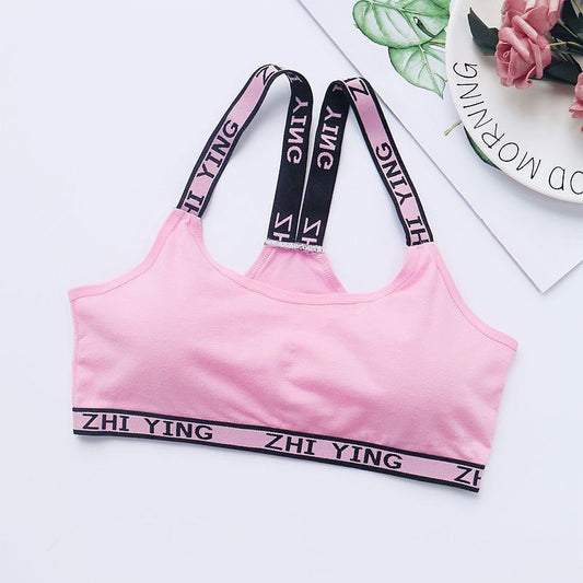 Pack Of 3 New Soft Padded Letter Printed Stretchable Straps Comfortable Teenage Sport Bra